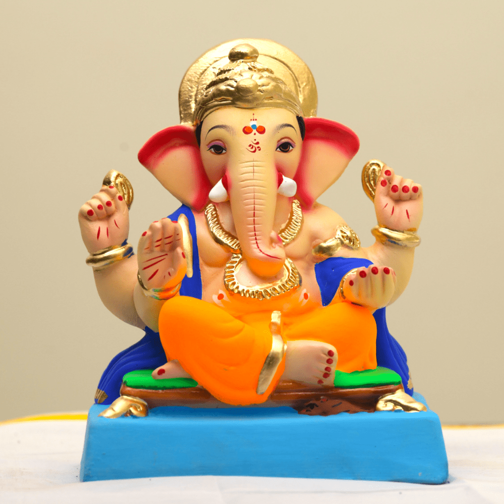 Eco-Friendly 10" Ganesh Immersion Idol Blue Orange 300126
