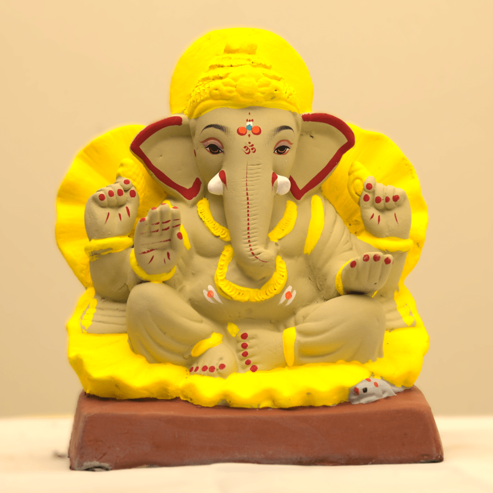 Eco-Friendly 10" Ganesh Immersion Idol Yellow 300132