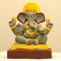 eco-friendly clay ganesh idol 12in painted