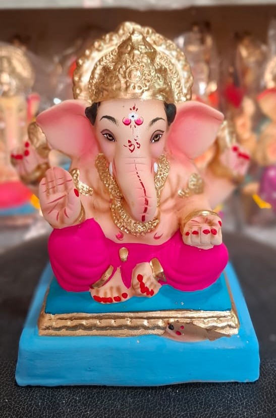 Eco-Friendly 6" Ganesh Immersion Idol Magenta 300003
