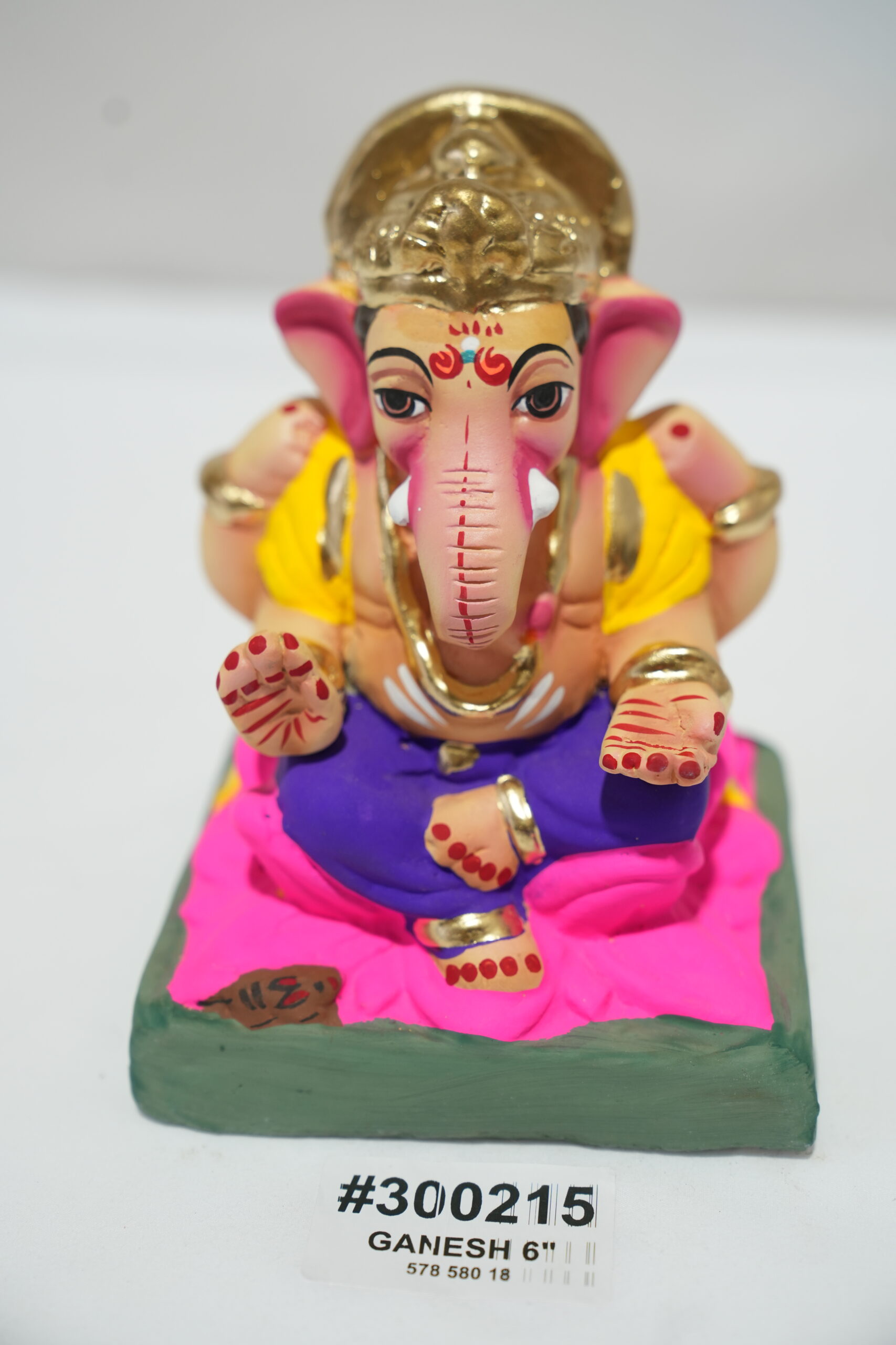 eco-friendly clay ganesh idol 6in - Image 3