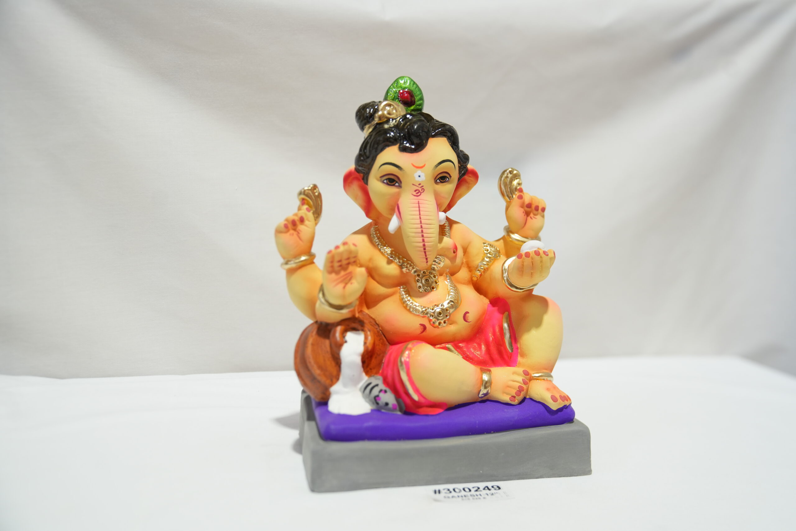 eco-friendly clay ganesh idol 12in - Image 3
