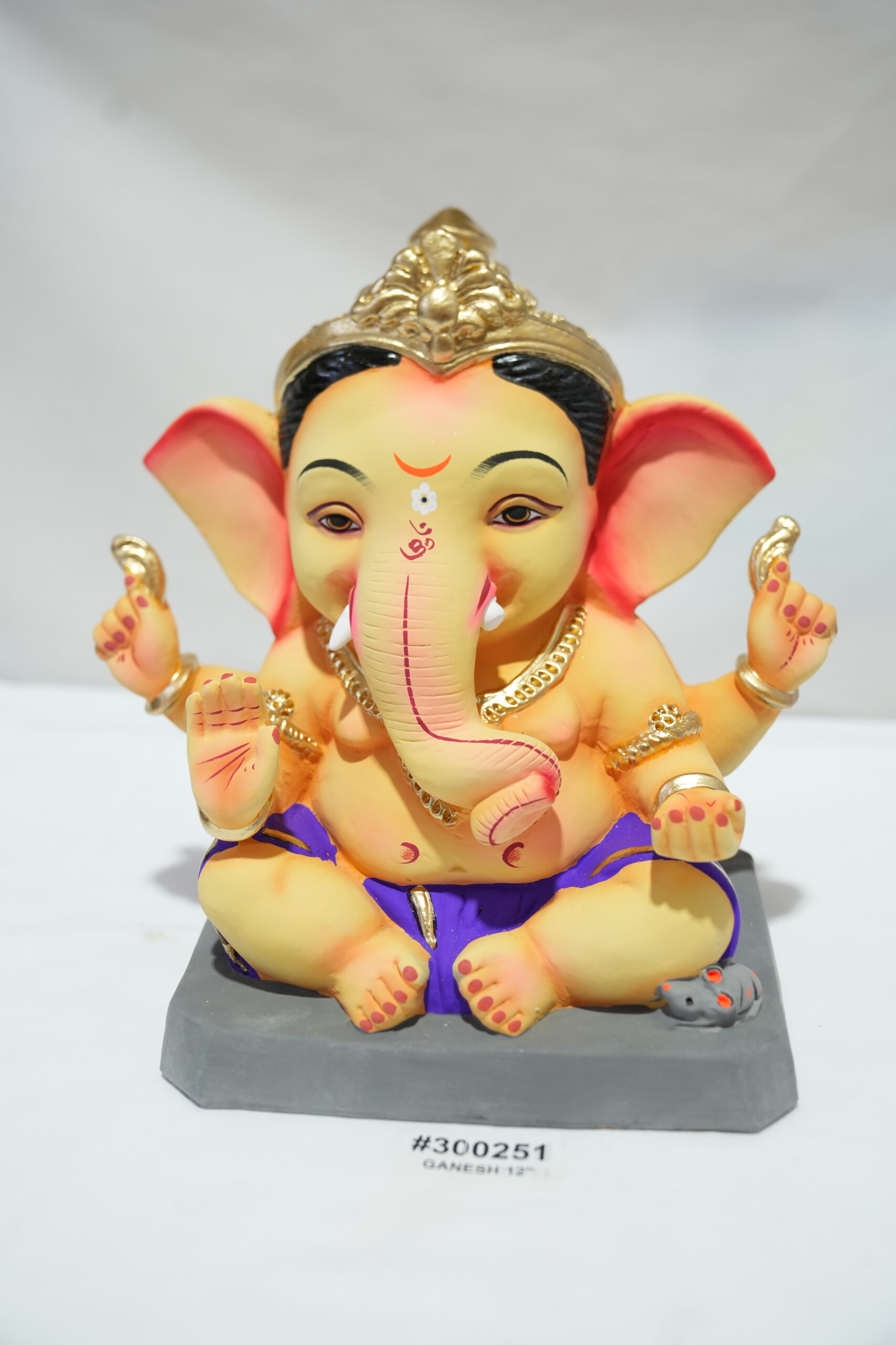 eco-friendly clay ganesh idol 12in - Image 2
